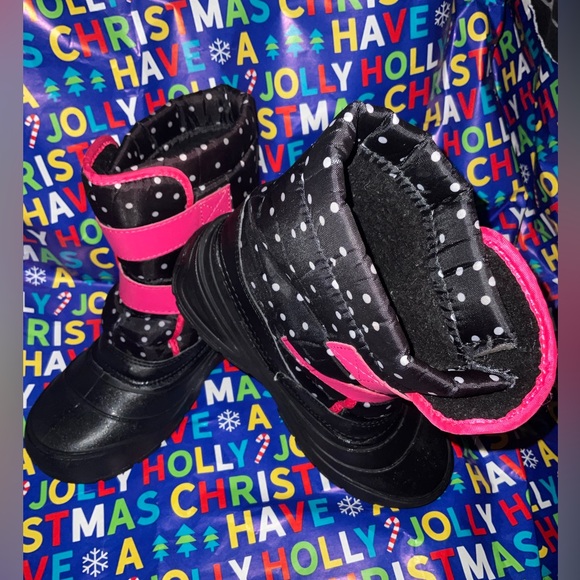 Wonder Nation, black pink and white polka dotted boots, size 4 - Picture 4 of 9
